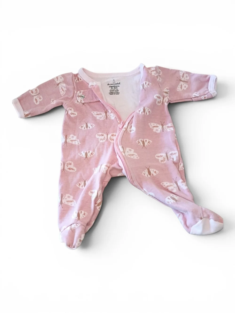 The Peanutshell Baby Girls Footed One-Piece Set, 4-Pack And Washcloths Bundle
